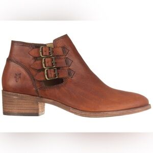 Frye Ray Belted Bootie 7.5 Brown distressed leather Western Cowboy Festival